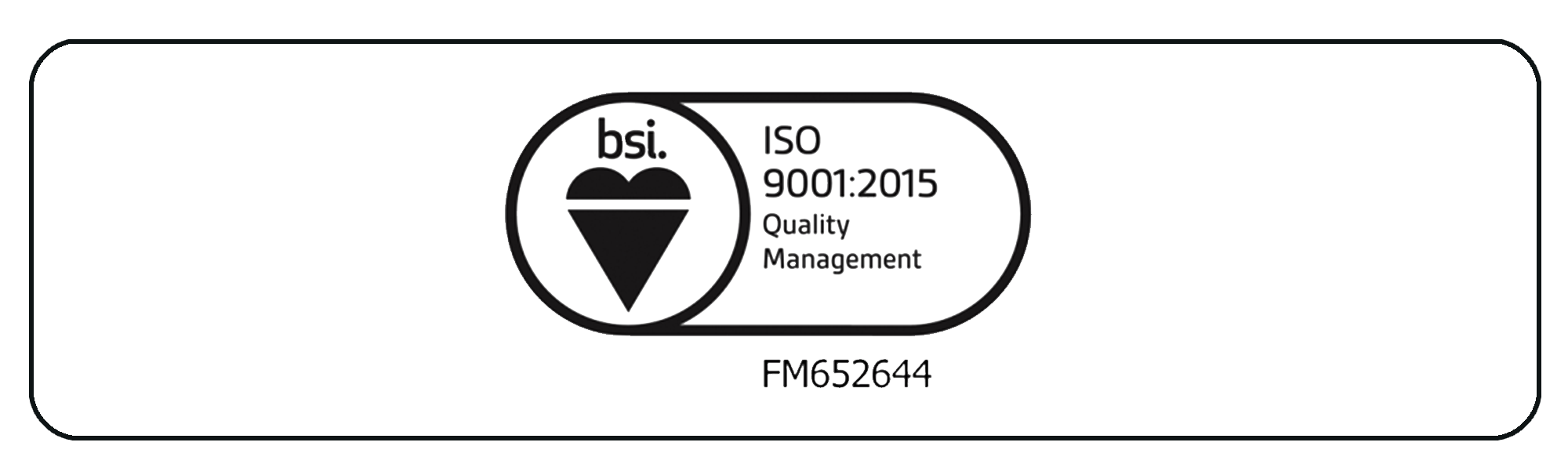 BSI ISO 9001:2015 Quality management certified